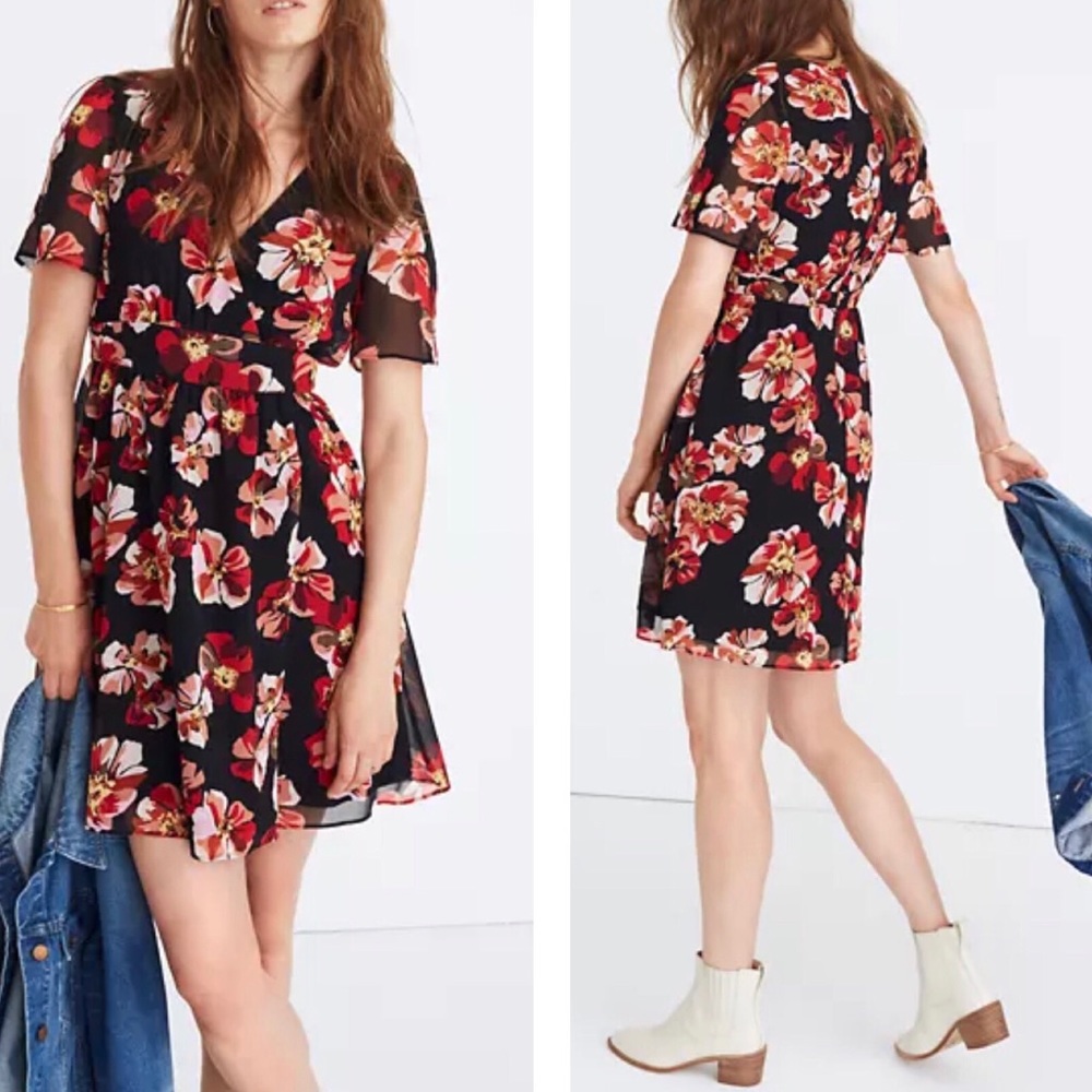 Madewell Tulip Sleeves French Rose Mini Dress